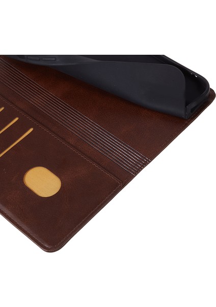 iPhone 15 Pro Buzağı Dokusu Pu Deri Kılıf, Standlı Cüzdan Telefon Kapağı (Yurt Dışından)