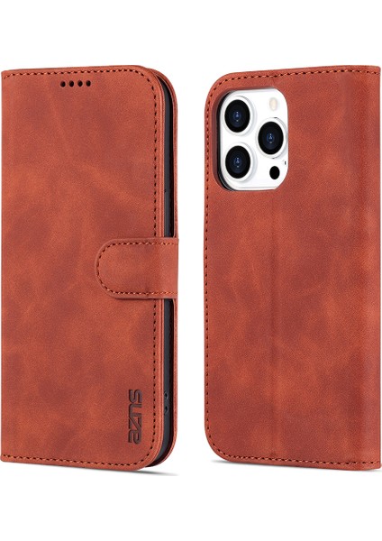 iPhone 15 Pro Max Stand Cüzdan Anti-Çizelge Telefon Kapağı Pu Deri Toz Gözgü Cep Telefonu Kılıfı (Yurt Dışından)