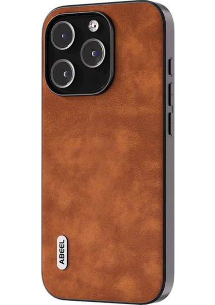 iPhone 15 Pro Max Telefon Kılıfı Dokulu Pu Deri Kaplamalı Pc+Tpu Güz Kanıtı Kabuğu (Yurt Dışından)