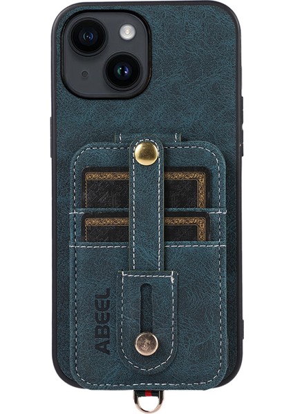 iPhone 15 Plus Yumrulara Dayanıklı Deri Kaplamalı Tpu+Pc Kickstand Basay Kart Yuvaları Litchi Doku Telefon Kapağı (Yurt Dışından)