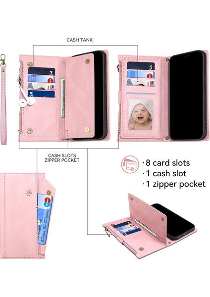iPhone 15 Plus Cüzdan Deri Kılıfı, Zipper Cep Rfıd Engelleyen Telefon Stand Kapağı (Yurt Dışından) indirimleri
