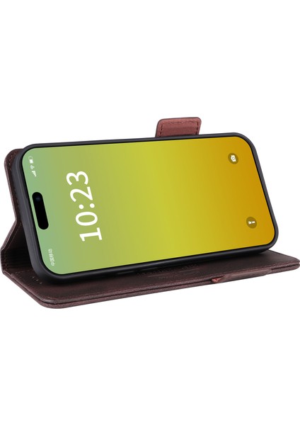 iPhone 15 Plus Kırpma Önleme Kapağı Donanım Dekoru Telefon Kılıfı Pu Deri Cüzdan Stand Kabuğu (Yurt Dışından) modelleri