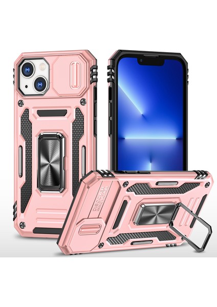 iPhone 15 Plus Slayt Kamera Kapağı Telefon Kılıfı Metal Kickstand Pc+Tpu Kıçlama Anti-Cratch Kapağı (Yurt Dışından)