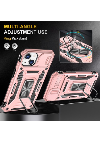 iPhone 15 Plus Slayt Kamera Kapağı Telefon Kılıfı Metal Kickstand Pc+Tpu Kıçlama Anti-Cratch Kapağı (Yurt Dışından) fırsatları