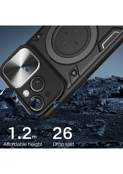 iPhone 15 Dönen Kickstand Pc+Tpu Kapak Slayt Kamera Kalkanı Çizelge Karşıtı Telefon Kılıfı (Yurt Dışından) fırsatları
