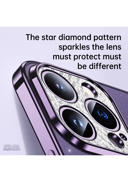 iPhone 15 Pro Max Glitter Rhinestone Dekor Yumuşak Tpu Telefon Geri Kapak (Yurt Dışından)