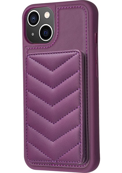 iPhone 15 Plus Ön Kara Çizelge Anti Cep Telefonu Kapağı Kickstand Card Yuvası Telefon Kabuğu Tpu+Pu Deri Kılıf (Yurt Dışından)