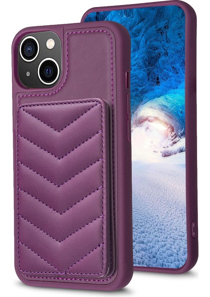 iPhone 15 Plus Ön Kara Çizelge Anti Cep Telefonu Kapağı Kickstand Card Yuvası Telefon Kabuğu Tpu+Pu Deri Kılıf (Yurt Dışından) fiyatları