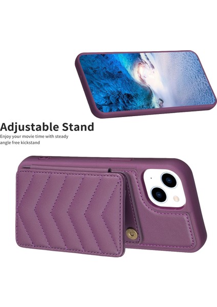 iPhone 15 Plus Ön Kara Çizelge Anti Cep Telefonu Kapağı Kickstand Card Yuvası Telefon Kabuğu Tpu+Pu Deri Kılıf (Yurt Dışından) indirimleri