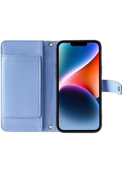 iPhone 15 Pro Max Deri Cüzdan Kılıfı, Fermuar Kredi Kartı Yuvaları Stand Telefon Kapağı 2 Kayış (Yurt Dışından) fiyatları