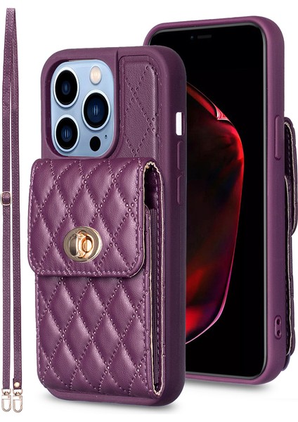 iPhone 15 Pro Ön Kara Çizelge Pu Deri Kaplamalı Tpu Telefon Kapak Kartı Tutucu Kılıf Strap (Yurt Dışından)