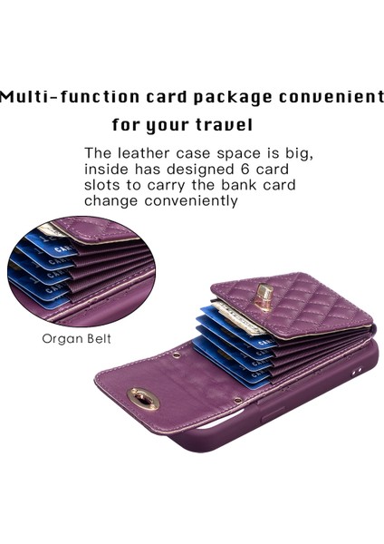 iPhone 15 Pro Ön Kara Çizelge Pu Deri Kaplamalı Tpu Telefon Kapak Kartı Tutucu Kılıf Strap (Yurt Dışından)