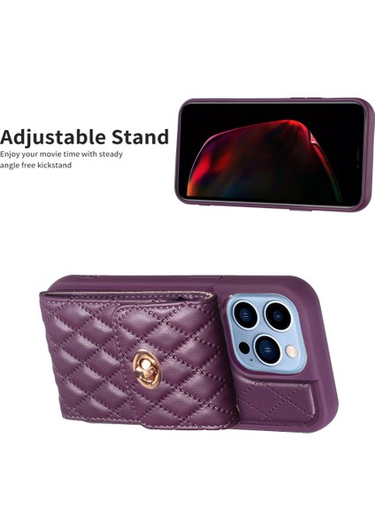 iPhone 15 Pro Ön Kara Çizelge Pu Deri Kaplamalı Tpu Telefon Kapak Kartı Tutucu Kılıf Strap (Yurt Dışından)