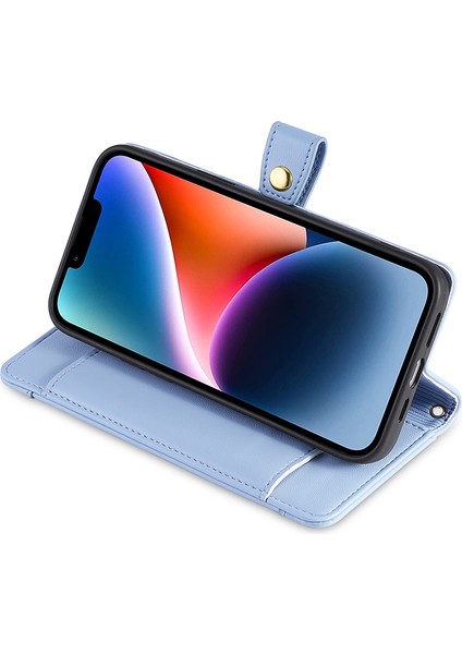 iPhone 15 Pro Max Deri Cüzdan Kılıfı, Fermuar Kredi Kartı Yuvaları Stand Telefon Kapağı 2 Kayış (Yurt Dışından) indirimleri