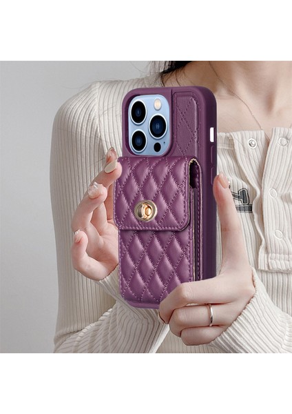 iPhone 15 Pro Ön Kara Çizelge Pu Deri Kaplamalı Tpu Telefon Kapak Kartı Tutucu Kılıf Strap (Yurt Dışından)