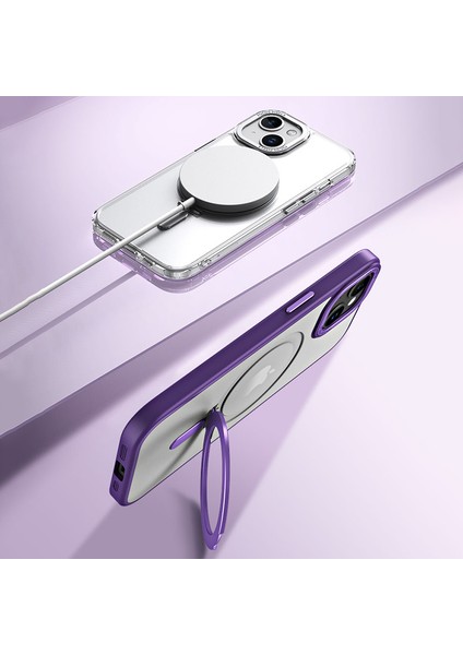 iPhone 15 Manyetik Telefon Kılıfı, Yüzük Kickstand Tpu+Akrilik Mat Fingerprint Anti-Fringerprint Kapak (Yurt Dışından) modelleri