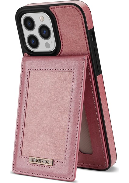 iPhone 15 Pro Kickstand Case, Rfıd Engelleme Kart Tutucu Deri Kaplamalı Tpu Telefon Kapağı (Yurt Dışından)