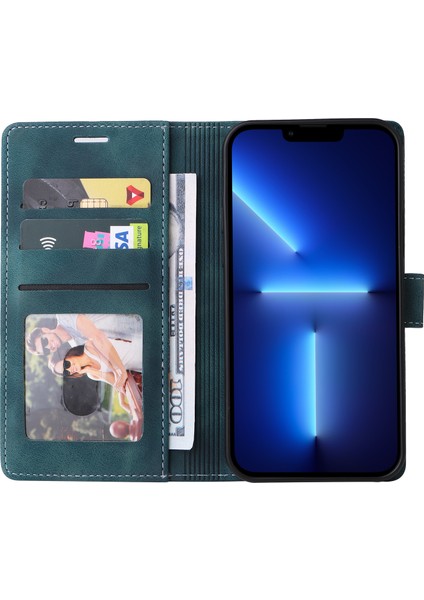 iPhone 15 Pro Max Stand Kabuk Flip Cüzdan Anti-Çizgi Pu Deri Kılıf Cilt Touch Telefon Kapağı (Yurt Dışından)
