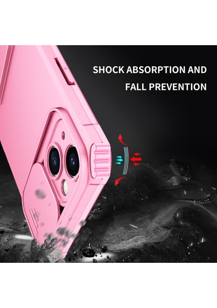 iPhone 15 Slayt Kamera Kapağı Telefon Kılıfı Pc+Tpu Kickstand ile Şok Geçirmez Kılıf Kabuğu (Yurt Dışından)