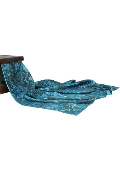EL İŞÇİLİĞİ KADIN RENKLİ EBRU EŞARP 90*90 cm - E0097