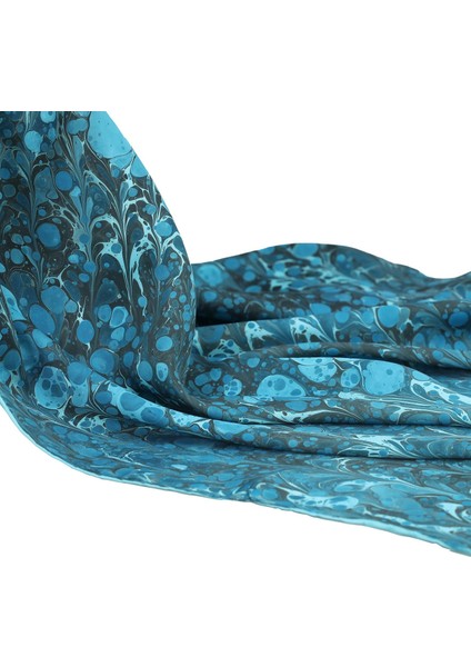 EL İŞÇİLİĞİ KADIN RENKLİ EBRU EŞARP 90*90 cm - E0097