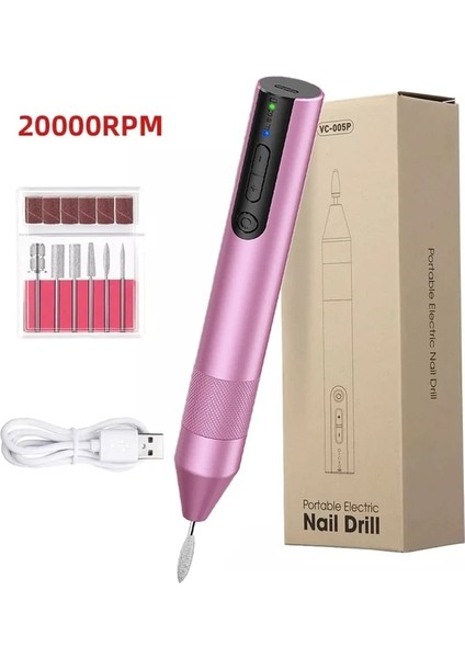 Pembe Set Akülü Elektrikli Tırnak Matkap Makinesi Akrilik Çivi Jel Lehçe Kaldır Manikür Pedikür Tırnak Dosya Araçları Salon Tırnak Ekipmanları (Yurt Dışından)