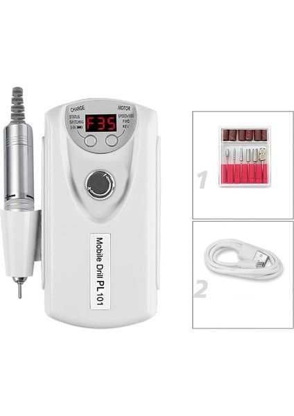 Beyaz 35000 Rpm Tırnak Matkap Makinesi Seti Hd LCD Ekran ile Şarj Edilebilir Tırnak Ustası Manikür Taşınabilir Tırnak Matkap Freze Makinesi (Yurt Dışından)