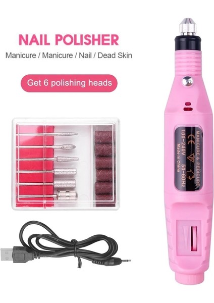 Mavi USB Elektrikli Tırnak Matkap Seti Lehçe Kaldır Manikür Pedikür 6 Adet Tırnak Törpüsü Zımpara Bantları Makinesi Tırnak Sanat Kalem Cihazı Ekipmanları (Yurt Dışından) fiyatları