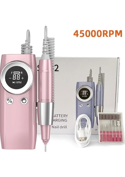 101 Siyah Set Yeni 45000 Rpm Tırnak Matkap Manikür Makinesi Şarj Edilebilir Elektrikli Tırnak Zımpara Duraklatma Modu ile Çivi Torna Jel Kesme Kaldırma Aracı (Yurt Dışından)