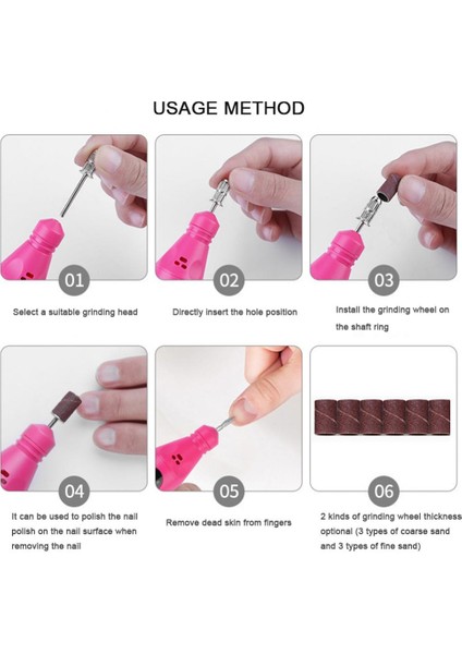 Gül Kırmızı Abd Plug Elektrikli Tırnak Törpüsü Parlatma Matkap USB Şarj Matkap Makinesi Seti Lehçe Nail Art Kalem Tırnak Törpüsü Manikür Makinesi Tırnak Sanat Araçları (Yurt Dışından)