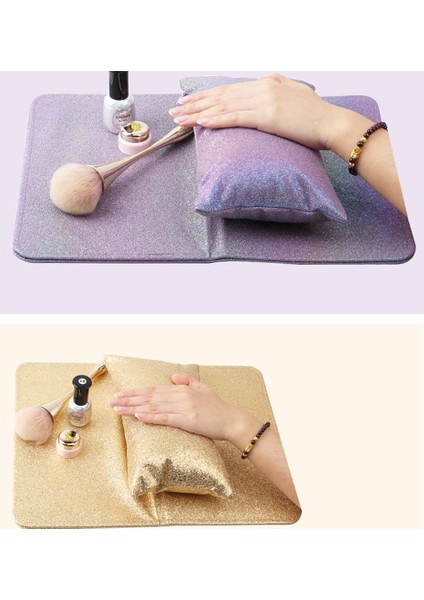 Mor El Dinlenme Çivi Tasarım Parlayan Payetler Nail Art Masa Mat Kol Yastık Pedi Tırnak El Yastık El Tutucu Standı Manikür Araçları (Yurt Dışından) fırsatları