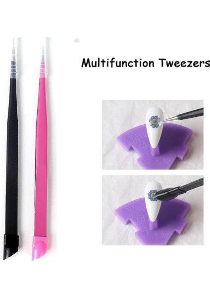 NO04 Pembe/siyah Tırnak Cımbız Silikon Presleme Kafası ile 146MM Paslanmaz Çelik Seçici Rhinestones Kirpik Tırnak Cımbız Çıkartmalar Aracı (Yurt Dışından) fiyatları