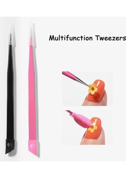 NO04 Pembe/siyah Tırnak Cımbız Silikon Presleme Kafası ile 146MM Paslanmaz Çelik Seçici Rhinestones Kirpik Tırnak Cımbız Çıkartmalar Aracı (Yurt Dışından) modelleri