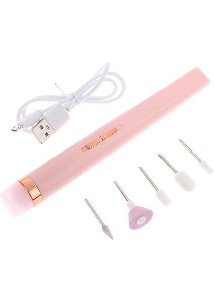 Koyu Pembe Elektrikli Tırnak Öğütücü Tırnak Parlatma Makinesi Işık ile Taşınabilir Mini Elektrikli Manikür Sanat Kalem Araçları Kutusu (Yurt Dışından)