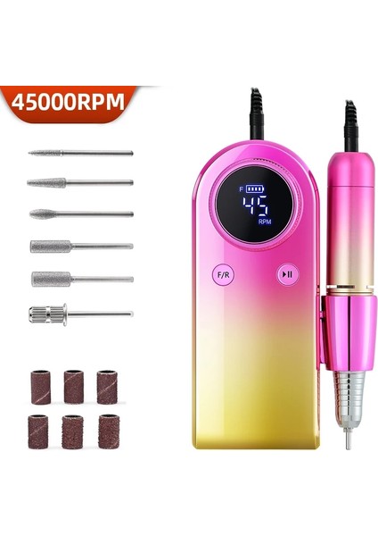 101P-SIYAH 45000RPM Tırnak Matkap Makinesi Şarj Edilebilir Tırnak Dosyası Manikür Profesyonel Tırnak Torna ile LCD Ekran Profesyonel Salon Aracı (Yurt Dışından) fiyatları