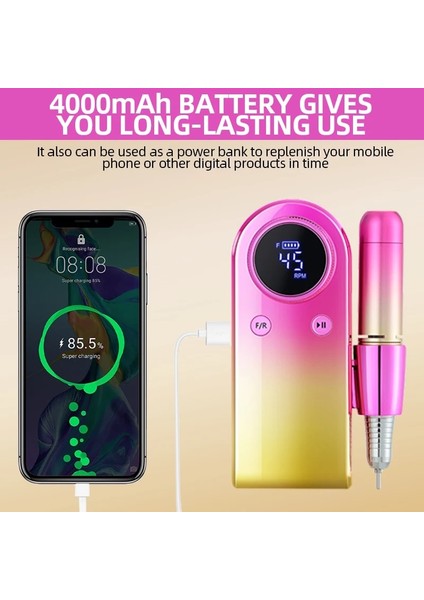 101P-SIYAH 45000RPM Tırnak Matkap Makinesi Şarj Edilebilir Tırnak Dosyası Manikür Profesyonel Tırnak Torna ile LCD Ekran Profesyonel Salon Aracı (Yurt Dışından) fırsatları