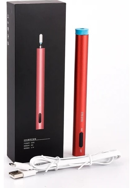Kırmızı Kutu ile Elektrikli Mini Tırnak Matkap Kalem Makinesi 12000 Rpm Taşınabilir Tırnak Matkap Kalem LED Işık Manikür Pedikür Tırnak Parlatıcı Taşlama Cihazı (Yurt Dışından)