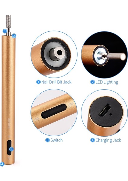 Kırmızı Kutu ile Elektrikli Mini Tırnak Matkap Kalem Makinesi 12000 Rpm Taşınabilir Tırnak Matkap Kalem LED Işık Manikür Pedikür Tırnak Parlatıcı Taşlama Cihazı (Yurt Dışından) indirimleri