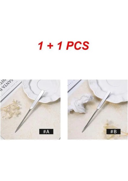2 Adet 1/2 Adet Spatula Sopa Paslanmaz Çelik Nail Art Karıştırma Çubuğu Krem Fondöten Karıştırma Aracı Makyaj Aksesuarları (Yurt Dışından)