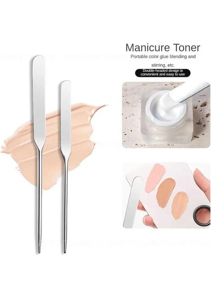 2 Adet 1/2 Adet Spatula Sopa Paslanmaz Çelik Nail Art Karıştırma Çubuğu Krem Fondöten Karıştırma Aracı Makyaj Aksesuarları (Yurt Dışından)