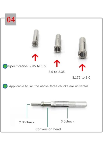 3.0MMTO2.35MM 1.6 1 Adet Strongdrıll Mikromotor Parlatma El Aleti 2.35MM 3.0mm 3.175MM Chuck Güçlü Çift Kilitli Ayna (Yurt Dışından)