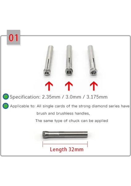 3.0MMTO2.35MM 1.6 1 Adet Strongdrıll Mikromotor Parlatma El Aleti 2.35MM 3.0mm 3.175MM Chuck Güçlü Çift Kilitli Ayna (Yurt Dışından) modelleri
