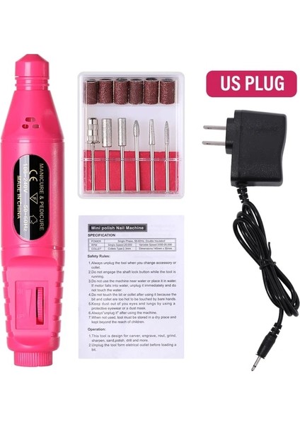 Kırmızı Abd Plug Lınmanda Taşınabilir Tırnak Matkap Makinesi Plastik Elektrikli Manikür Freze Seti Profesyonel Manikür Aracı Tırnak Aksesuarları (Yurt Dışından)