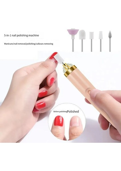 Pembe Mini USB Elektrikli Tırnak Öğütücü Matkap 5 In 1 Tırnak Parlatma Makinesi Tırnak Törpüsü Işık ile Taşınabilir Mini Elektrikli Manikür Sanat (Yurt Dışından)