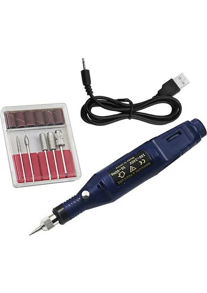 08-Koyu Mavi 1 Takım Elektrikli Öğütücü Mini Matkap USB Şarj Edilebilir Elektrikli Kalem Mini Elektrikli Matkap Taşlama Araçları Çivi Sanat Için Elektrikli El Aletleri (Yurt Dışından)