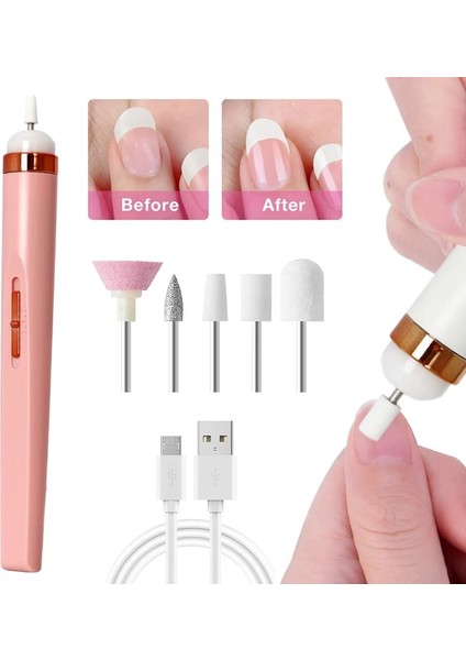 Açık Pembe Elektrikli Tırnak Matkap Makinesi Pembe Akrilik Manikür Salon Araçları Şarj Edilebilir Taşınabilir Elektrikli Tırnak Matkap 4 Hız Dıy Ev Kullanımı (Yurt Dışından)