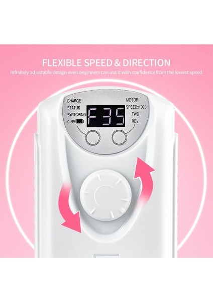 Pembe Abd Plug (100-110V) 35000RPM Tırnak Matkap Makinesi Şarj Edilebilir Tırnak Matkap Freze Makinesi Taşınabilir Kablosuz Manikür Öğütücü Tırnak Parlatıcı Kesici Kiti (Yurt Dışından) fiyatları