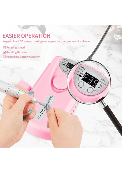 Pembe Abd Plug (100-110V) 35000RPM Tırnak Matkap Makinesi Şarj Edilebilir Tırnak Matkap Freze Makinesi Taşınabilir Kablosuz Manikür Öğütücü Tırnak Parlatıcı Kesici Kiti (Yurt Dışından) indirimleri