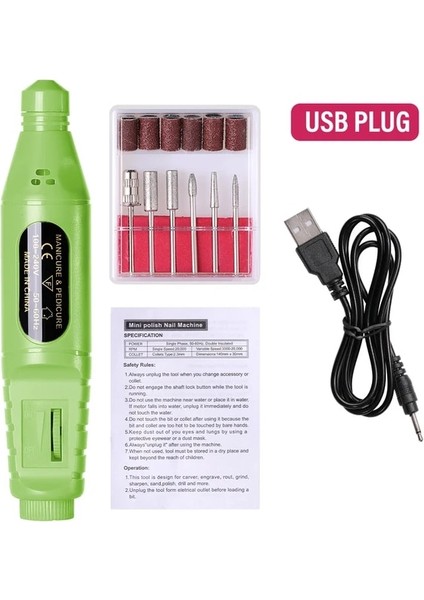 USB Plug-A6 Cnhıds Profesyonel Elektrikli Tırnak Matkap Makinesi Tırnak Dosyaları Kalem Pedikür Uçları ile Freze Jel Cila Sökücü Tırnak Sanat Manikür (Yurt Dışından)