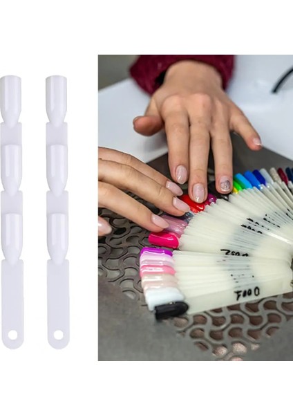 Beyaz 50 Adet Tırnak Ekran Panoları Fan Şekli Yeniden Kullanılabilir Profesyonel Ekran Şeffaf Yanlış Nail Ipuçları Lehçe Paletleri Tırnak Salonu Için (Yurt Dışından) modelleri